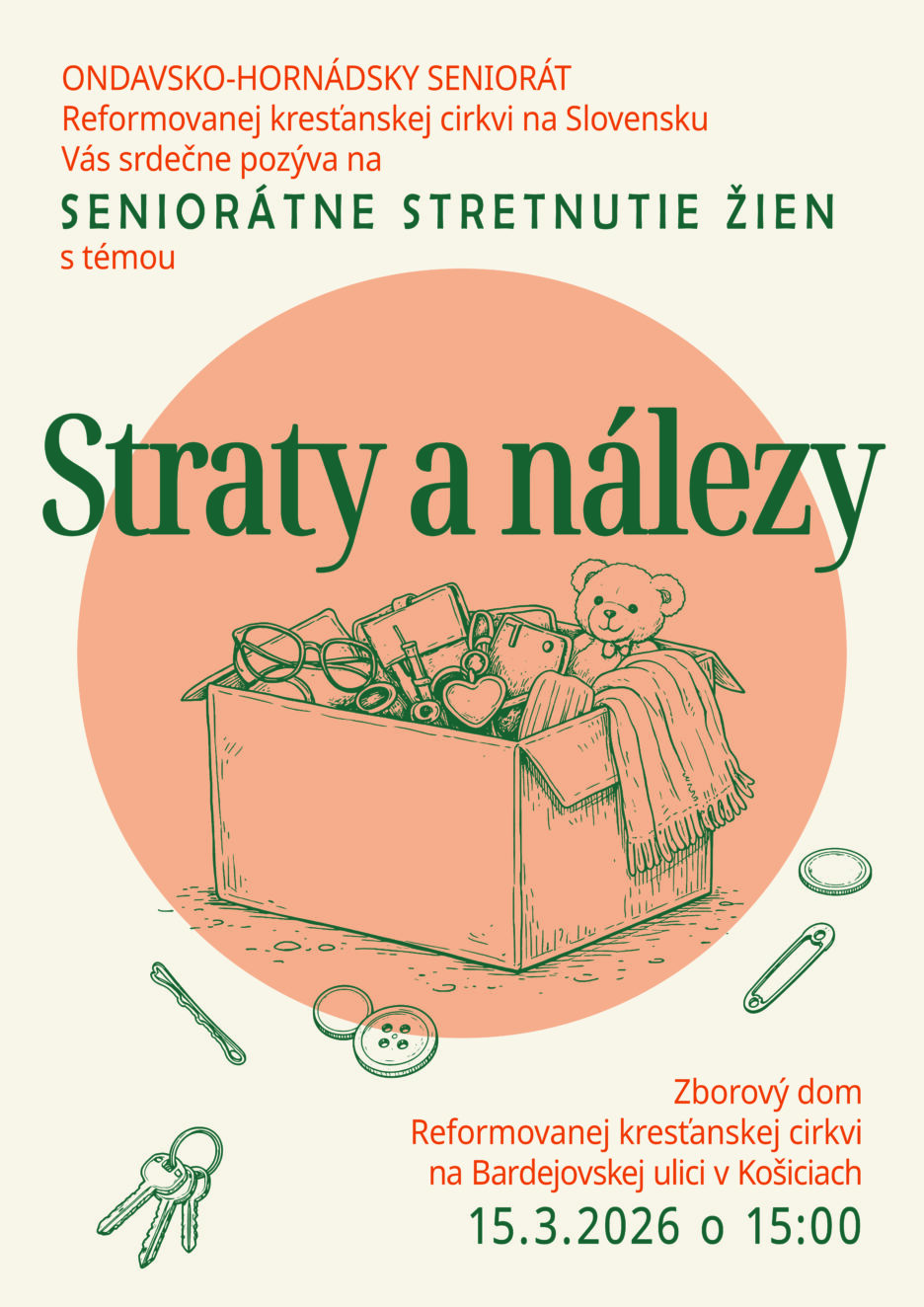 SENIORÁTNE STRETNUTIE ŽIEN – 15.3.2025 o 15:00 hod., Zborový dom, Bardejovská 1A, Košice